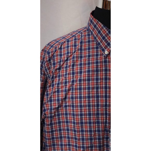 Chaps Easy Care EST 1978 Mens XXL Red Blue Plaid Long Sleeve Button Up Shirt - Picture 3 of 12